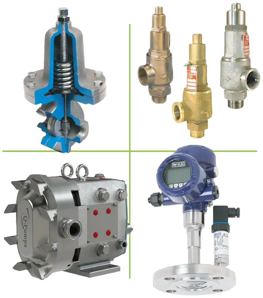 Quick Ship products: regulators, relief valves, sanitary pumps and gauges